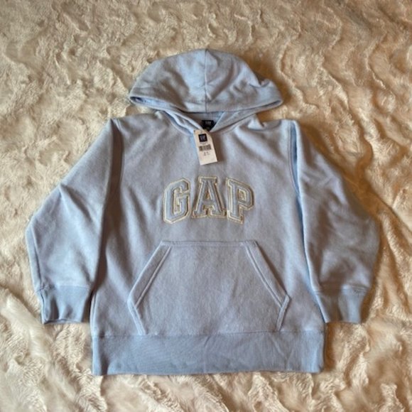 Gap Soft Plush Hoodie Baby Blue Child Size Small NWT - Picture 2 of 10